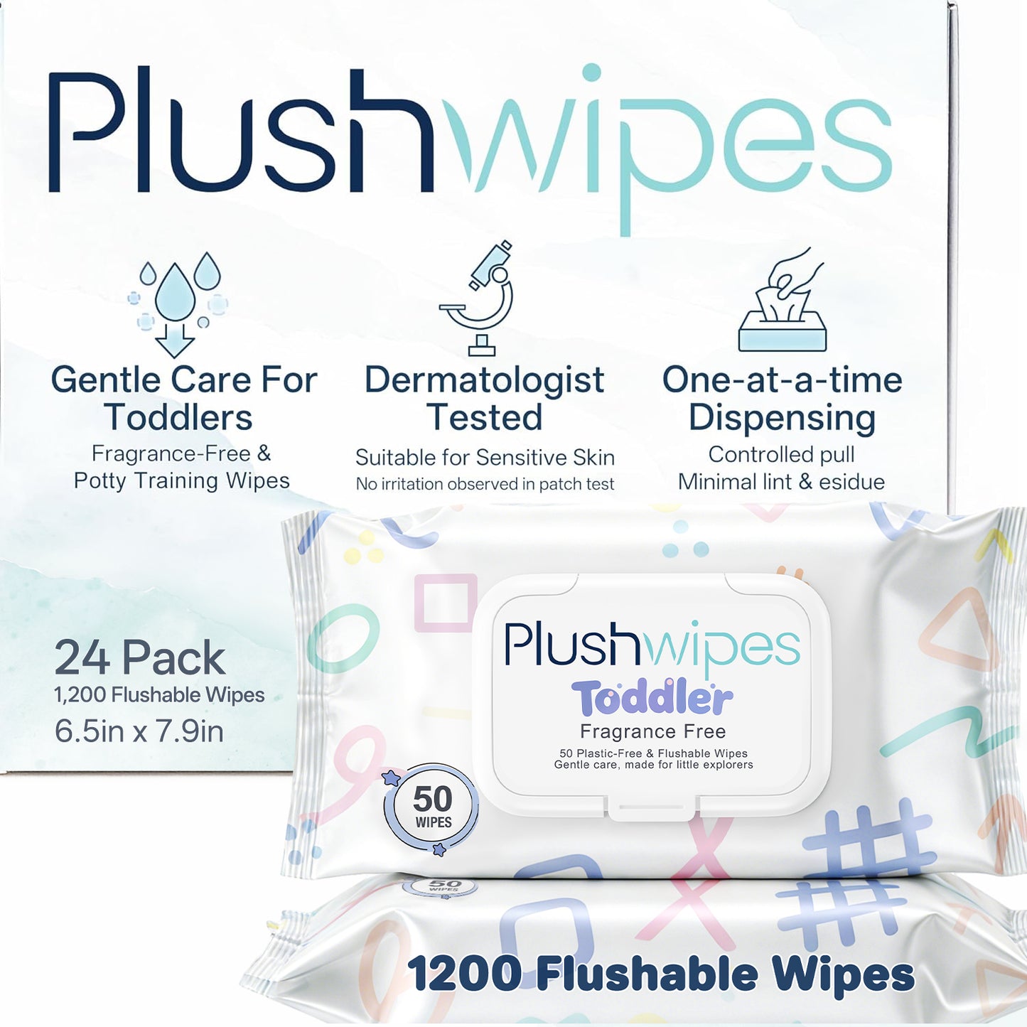 Plushwipes Toddler flushable potty training wipes fragrance free - image 9