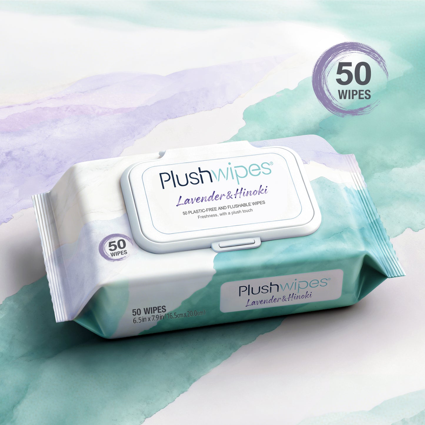 Plushwipes 50ct Flushable Wipes 6-Pack, 300 Wipes - Everyday Plant-Based Care