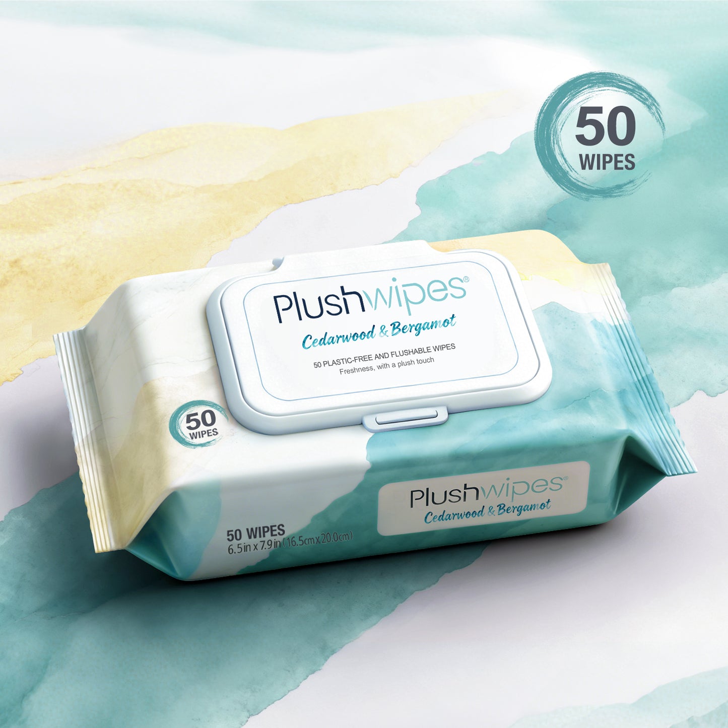 Plushwipes 50ct Flushable Wipes 6-Pack, 300 Wipes - Everyday Plant-Based Care