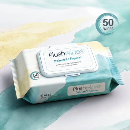Plushwipes 50ct Flushable Wipes 6-Pack, 300 Wipes - Everyday Plant-Based Care
