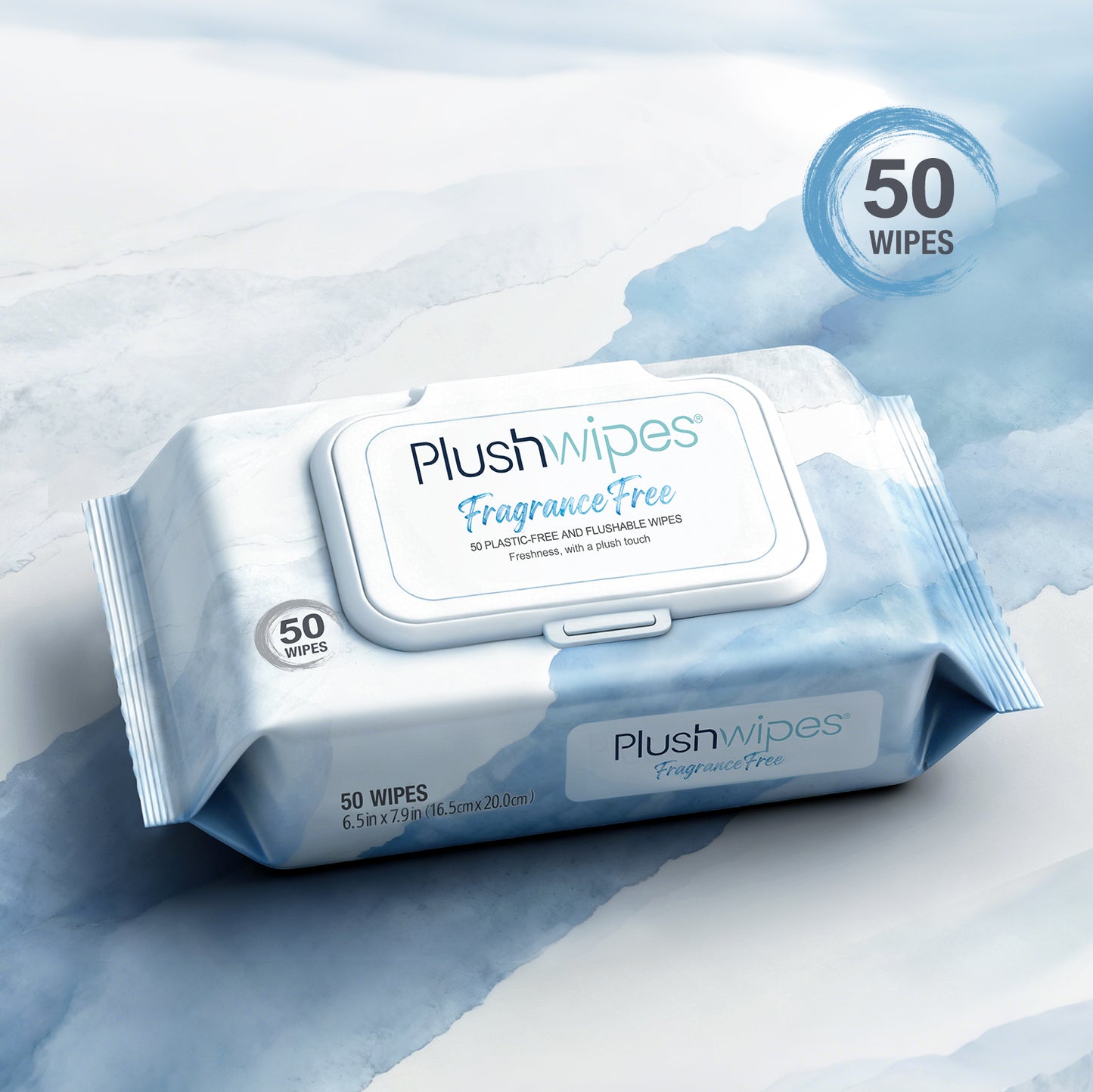 Plushwipes 50ct Flushable Wipes 6-Pack, 300 Wipes - Everyday Plant-Based Care