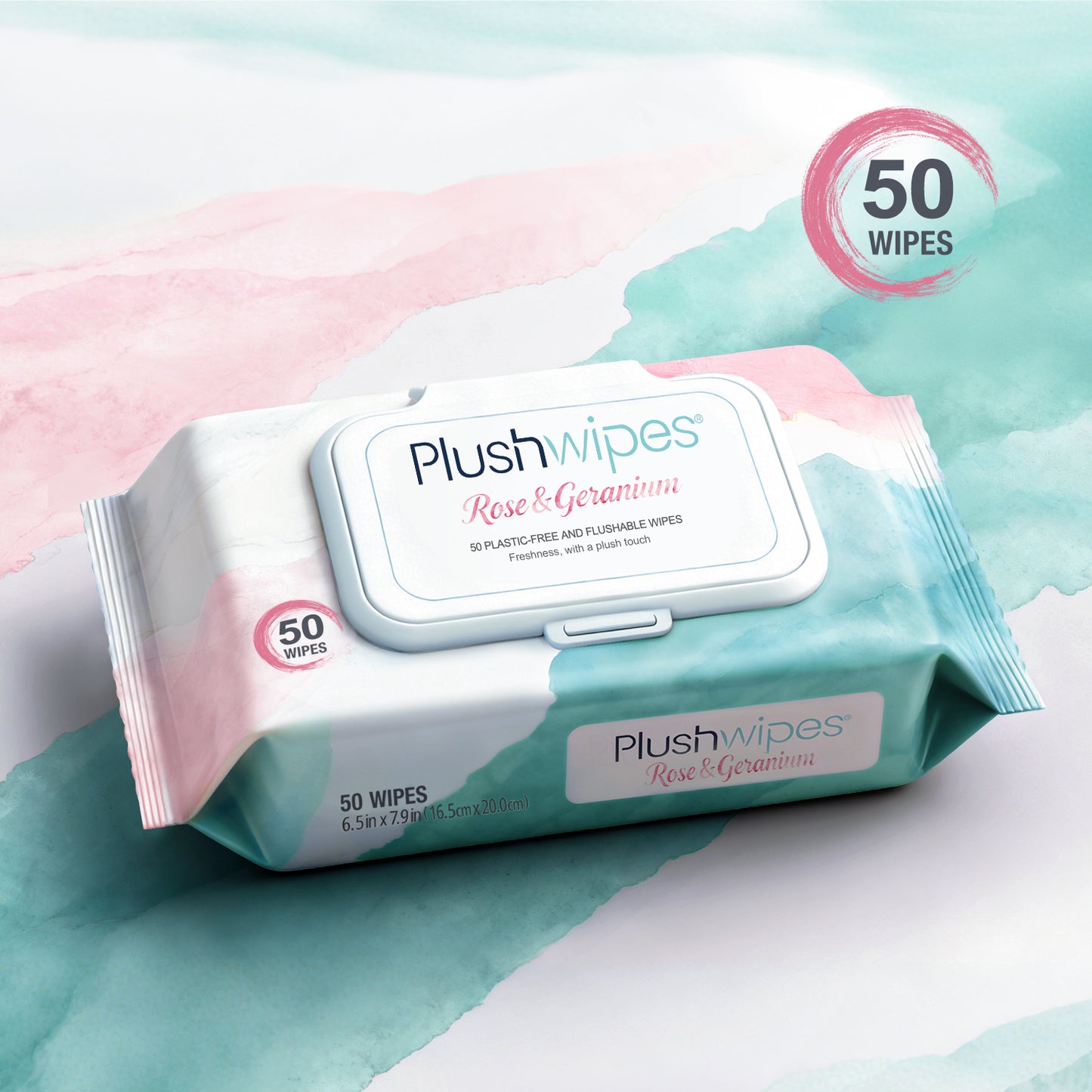 Plushwipes 50ct Flushable Wipes 6-Pack, 300 Wipes - Everyday Plant-Based Care