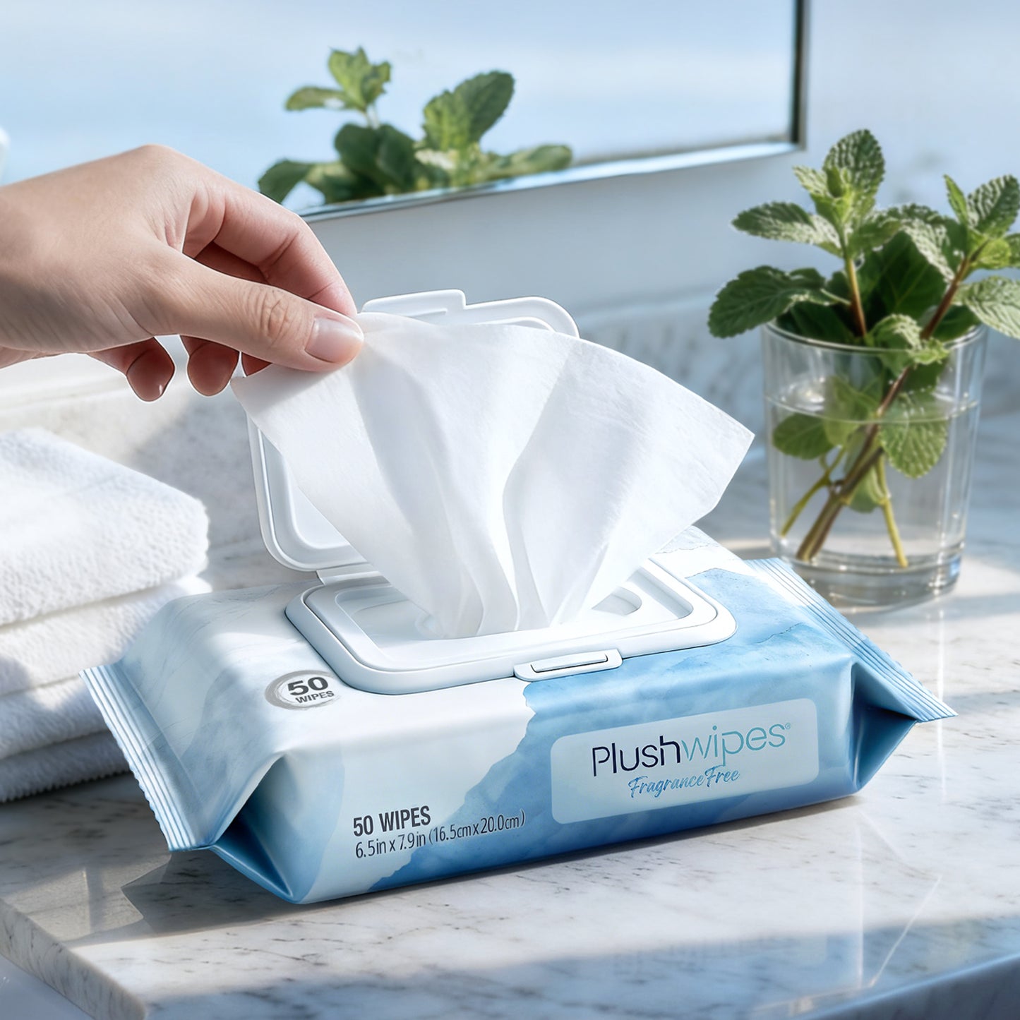 Plushwipes 50ct Flushable Wipes 6-Pack, 300 Wipes - Everyday Plant-Based Care