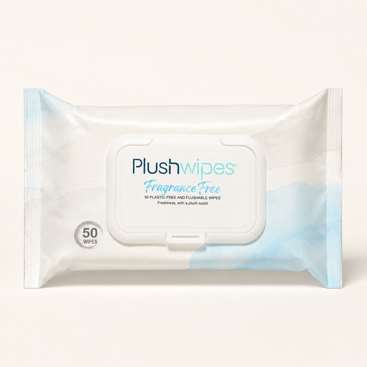 Plushwipes Everyday fragrance-free flushable wipes pouch