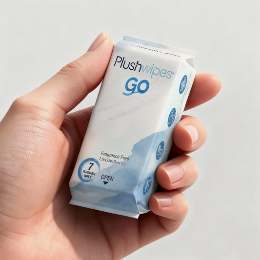 Plushwipes Go Travel Pack Flushable Wipes 24-Pack, 168 Wipes – Compact, Clean, Ready Anywhere