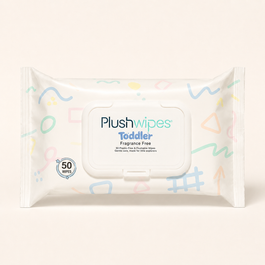 Plushwipes Toddler fragrance-free flushable wipes pouch