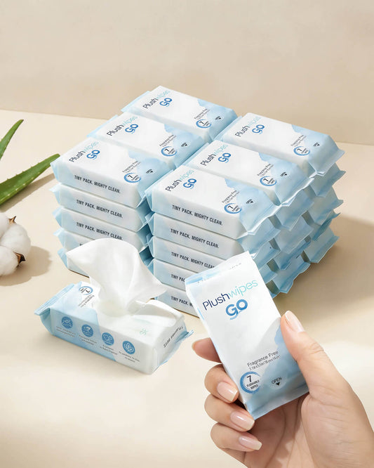 Plushwipes Go flushable travel wipes pocket packs - image 1