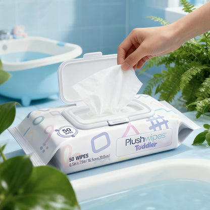 Plushwipes Toddler 50ct Wipes 6-Pack, 300 Wipes - Gentle, Plant-Based Care for Little Ones