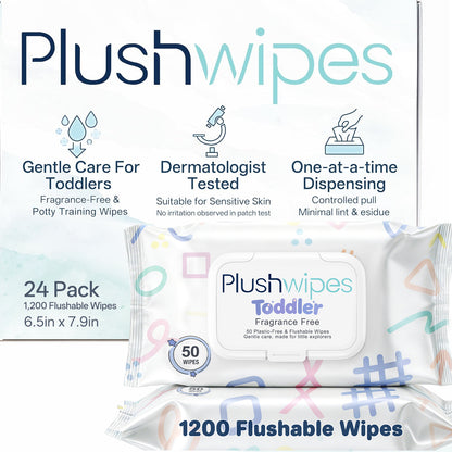 Plushwipes Toddler flushable potty training wipes fragrance free - image 9