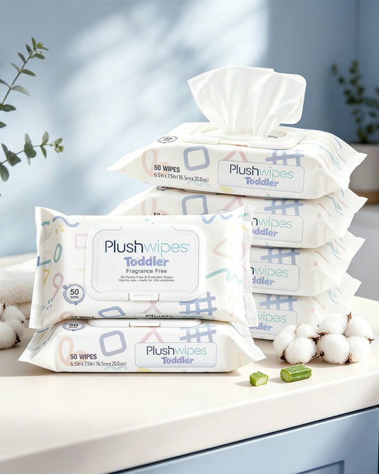 Plushwipes Toddler flushable potty training wipes fragrance free - image 1