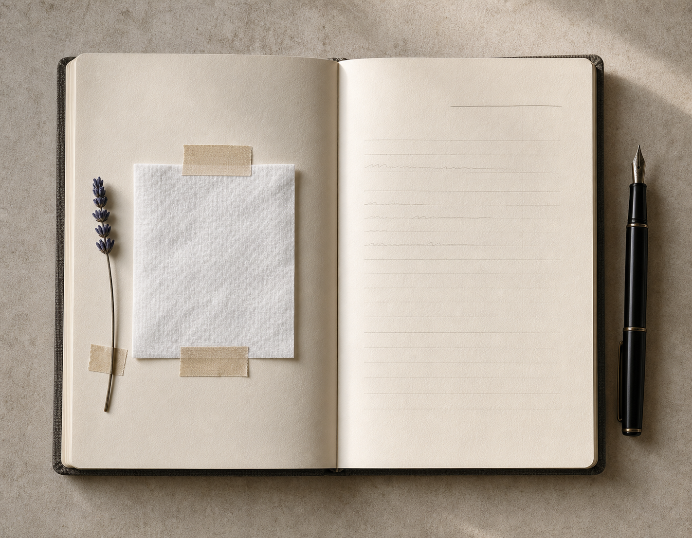 Editorial laboratory notebook with a white wipe material sample